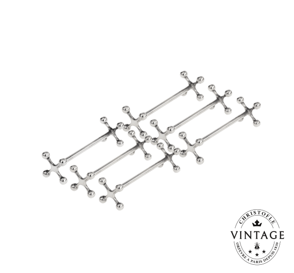 Vintage Silvered Set of 6 Knife Rests Four Balls